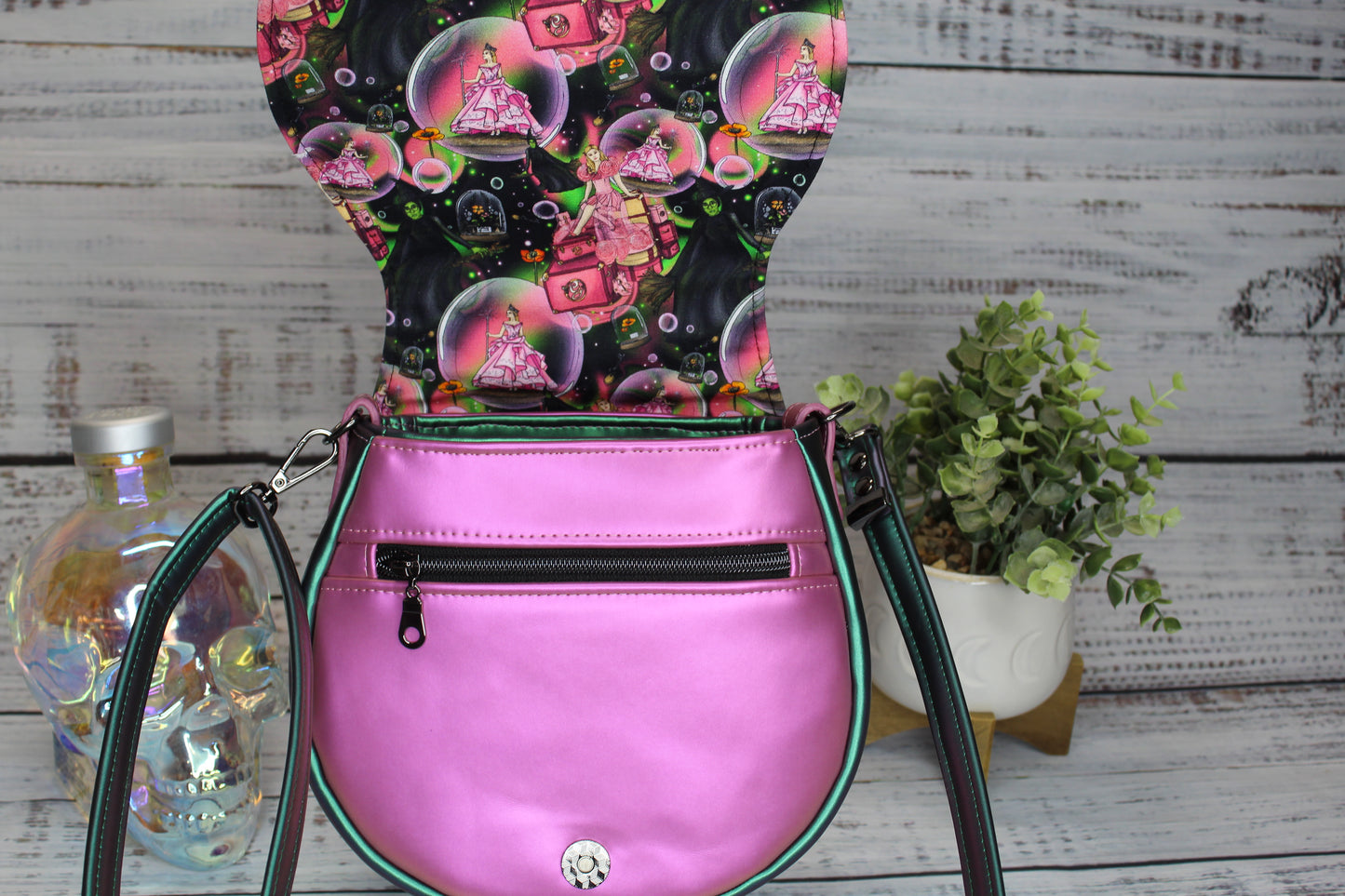 Pink & Green Crossbody Bag