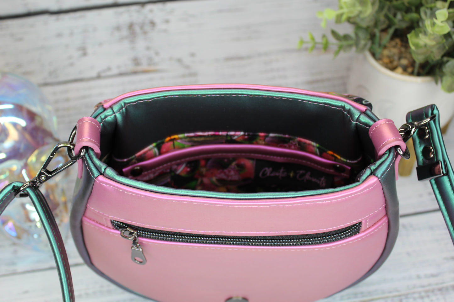 Pink & Green Crossbody Bag