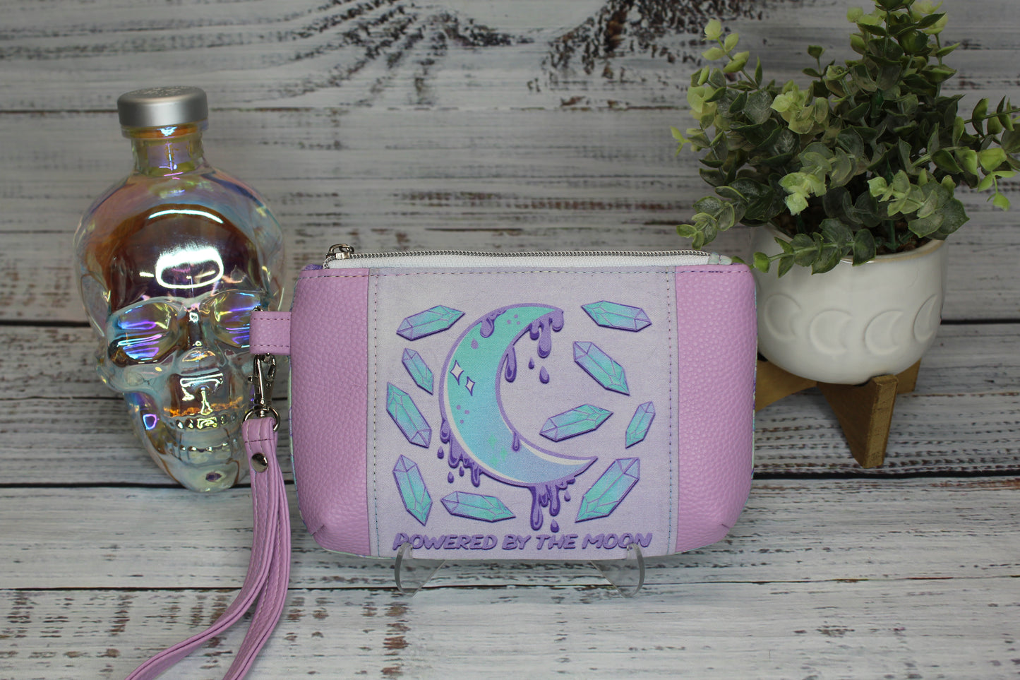 Pastel Moon and Crystals Wristlet