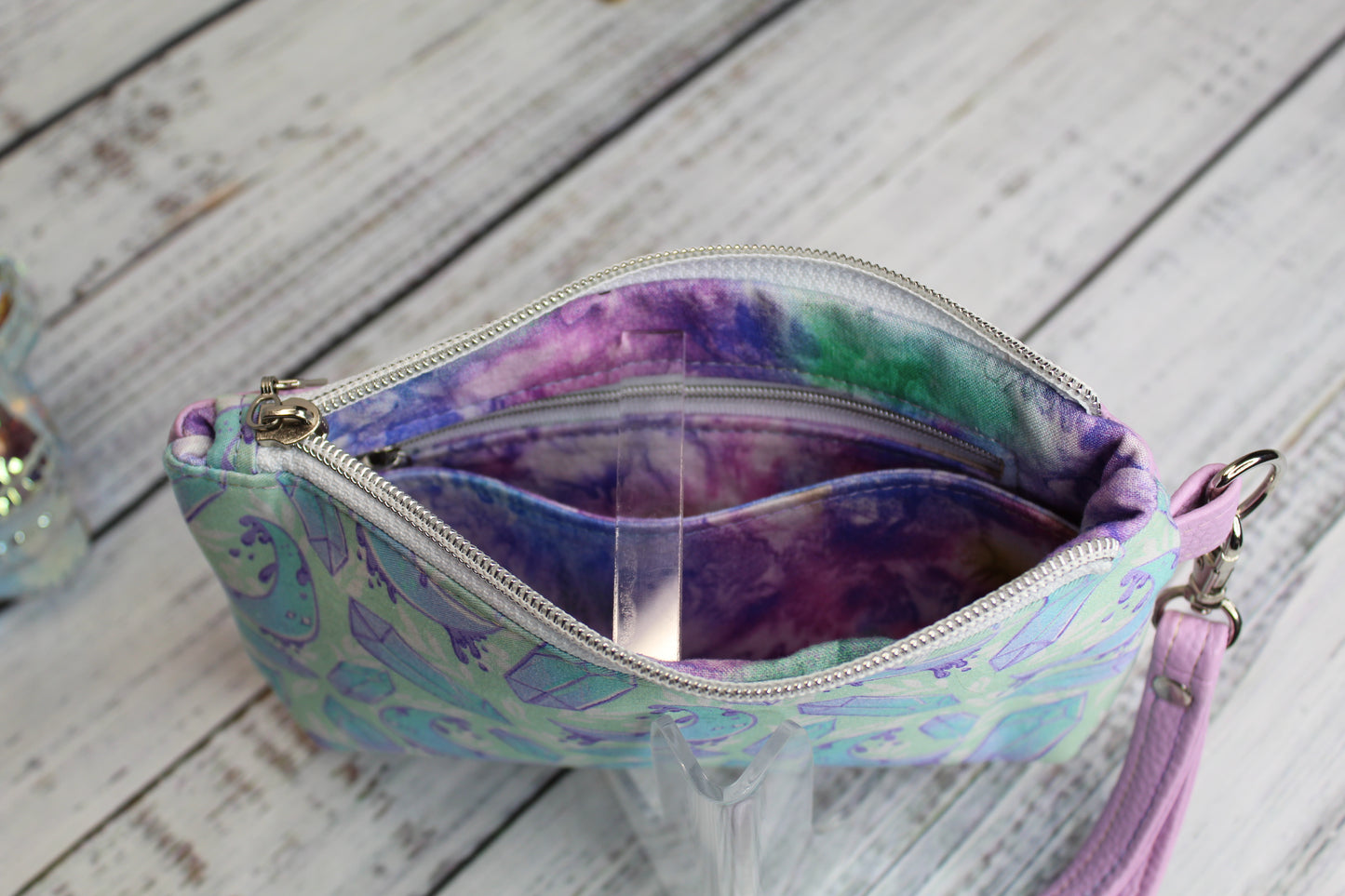 Pastel Moon and Crystals Wristlet