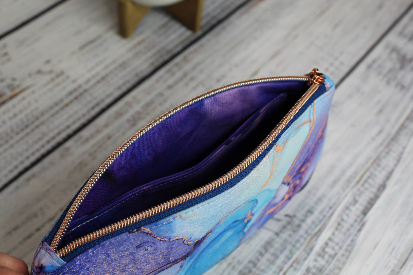 Blue Purple Geode Wristlet