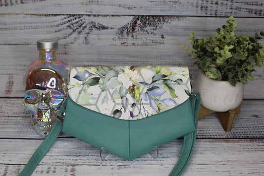 Green Floral - Large Crossbody Bag