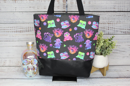 Neon Dungeon Monsters Tote Bag