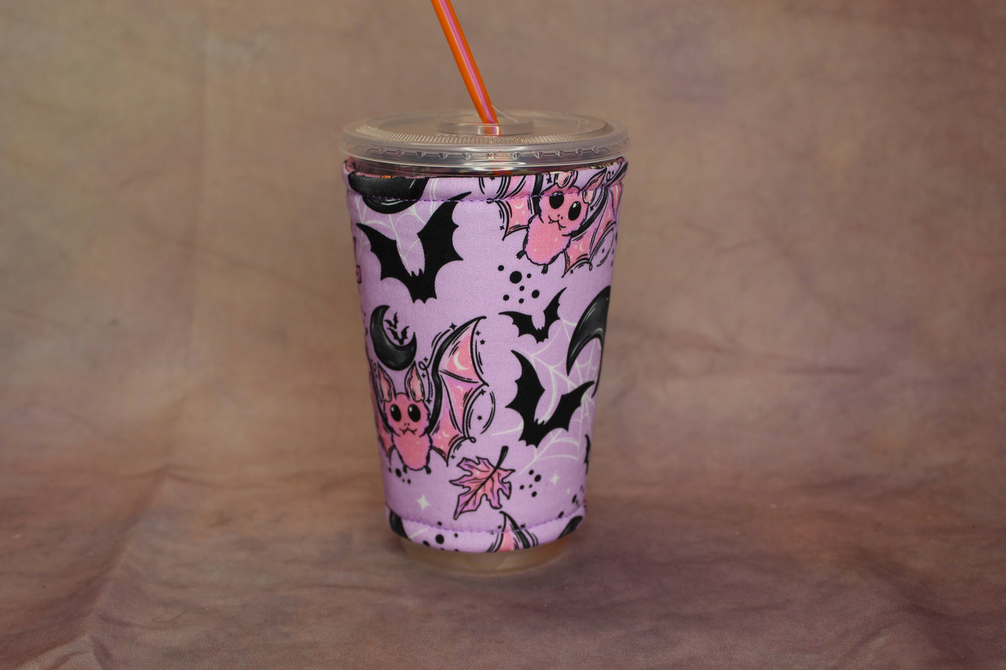 Purple Bats and Skulls Reversible Cup Sleeve